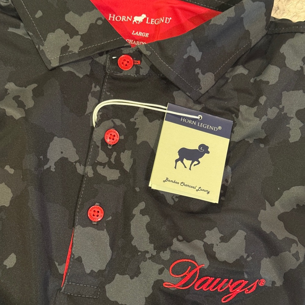 Horn Legend Men's Black Camouflage Polo Shirt